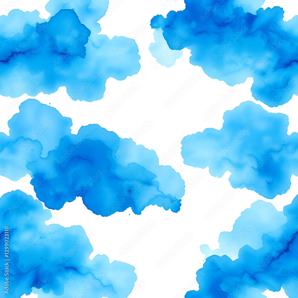 Abstract pattern with blue watercolor cloud on white background. Cyan watercolour water brash splash texture Abstract pattern with blue watercolor cloud on white background. Cyan watercolour water brash splash texture