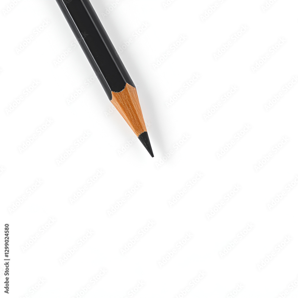 Pencil with point and unsharpened one on white background, top view Pencil with point and unsharpened one on white background, top view