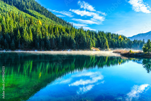 Mist Cloud Trees Snow Reflection Gold Lake Snoqualme Pass Washington