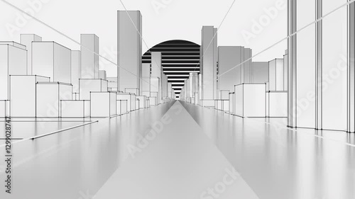 White abstract digital city 4K
