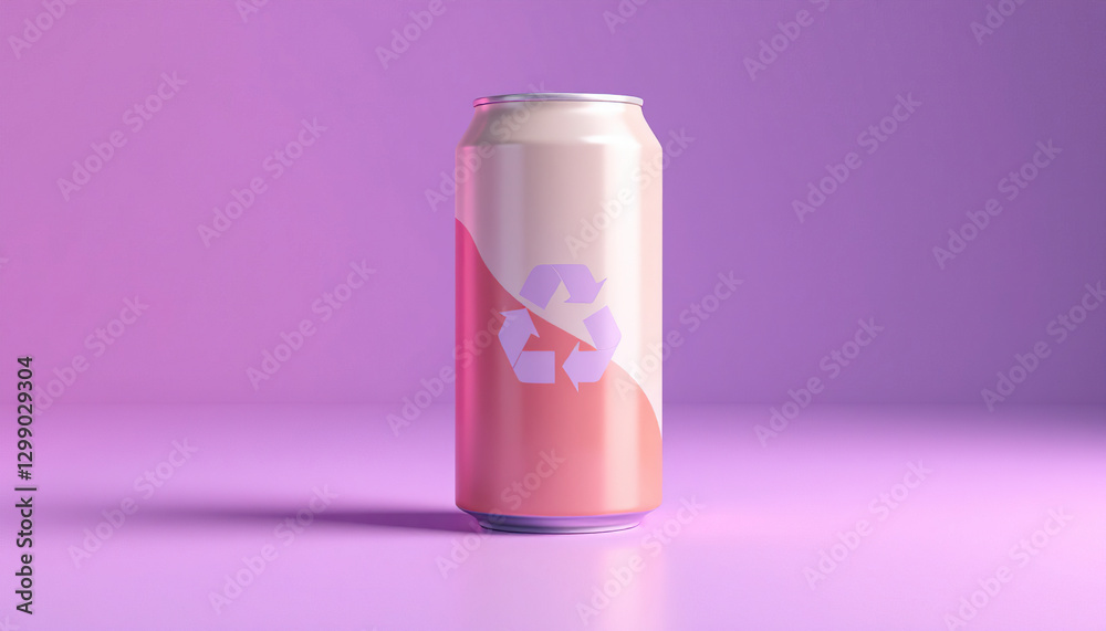 Recyclable Aluminum Can Mockup on Pink Background Recyclable Aluminum Can Mockup on Pink Background