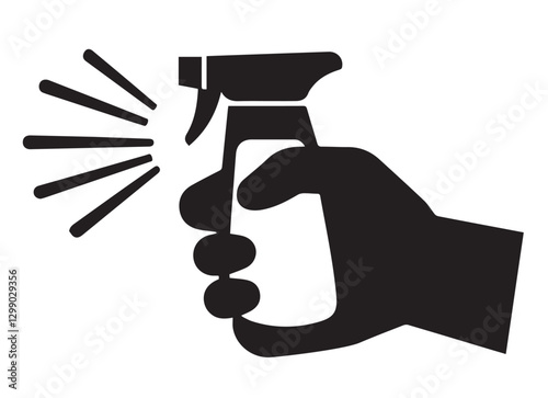 Spray Bottle Silhouette Black and White Cleaning Concept