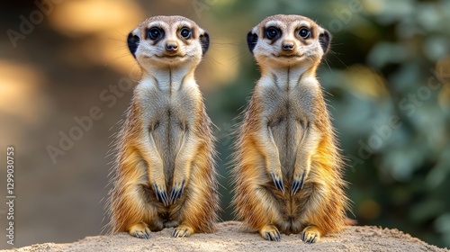 Wallpaper Mural A group of meerkats, standing upright on their back legs, gazes at the horizon in perfect unison Torontodigital.ca