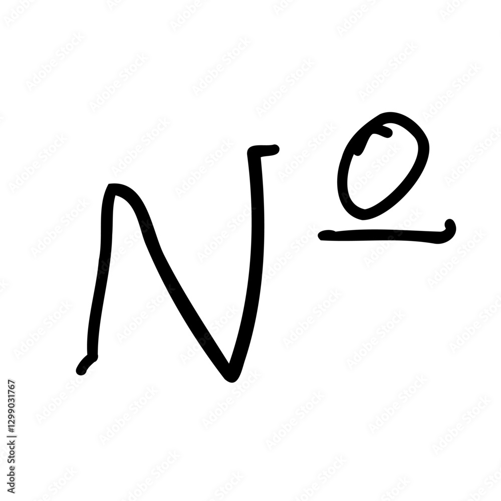 Fototapeta premium Scribble number symbol in hand drawn style. Vector illustration isolated on white background. For typography, font, shop, logo, alphabet, sales, signboard, education, branding, presentation.