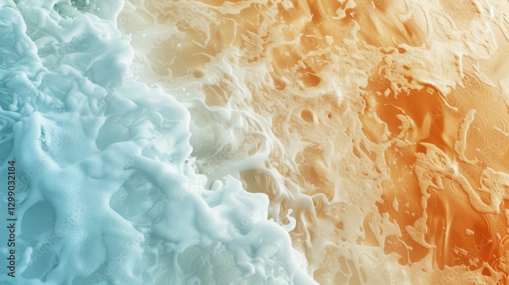 Naklejka premium Artistic aerial depiction of ocean foam meeting shore in vibrant hues