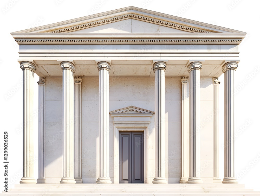 Obraz premium Minimalist Interpretation of Greek Architectural Design with Elegant Columns and Neutral Color Palette on White Background
