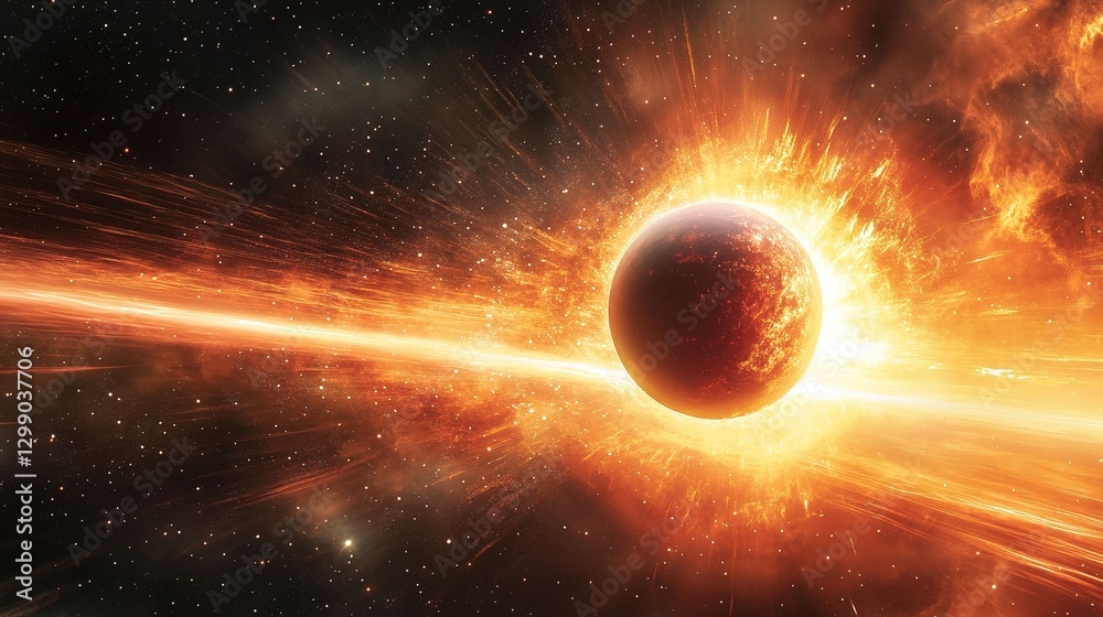 Naklejka premium Hypervelocity star races through space, exoplanet in pursuit, embodying cosmic energy and motion.