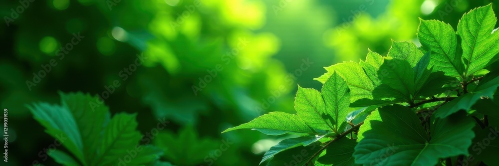 Dense emerald leaves, sunlight dappled shadows , image, organic Dense emerald leaves, sunlight dappled shadows , image, organic