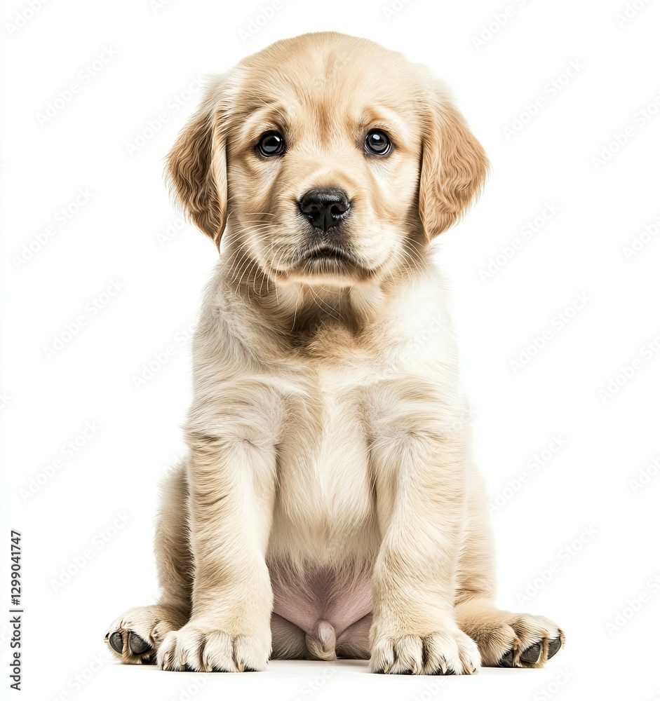 Cute golden retriever puppy isolated on a white background, sitting. This stock photo was the winner of a contest, taken in a studio with professional lighting, resulting in high-resolution, Cute golden retriever puppy isolated on a white background, sitting. This stock photo was the winner of a contest, taken in a studio with professional lighting, resulting in high-resolution,