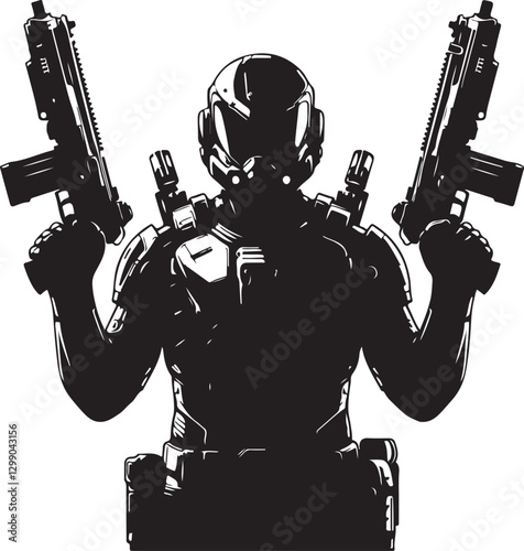 futuristic bounty hunter vector