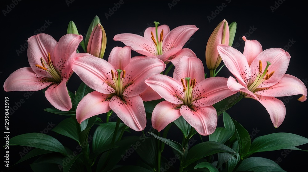Fototapeta premium pink lilies isolated,studio background