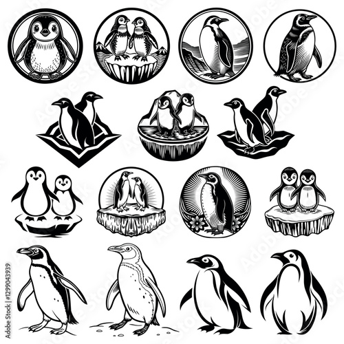 
set of vector icons, penguin logo