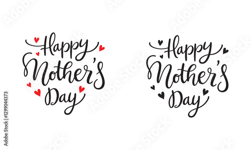 happy mother's day vector graphic with beautiful lettering and hearts for greeting cards, banners, events, etc.