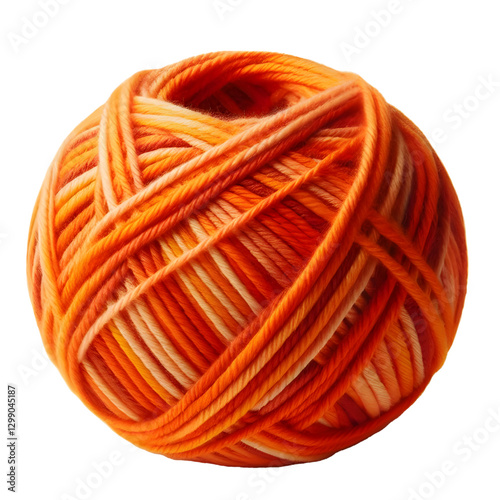 Vibrant orange yarn ball isolate on White background