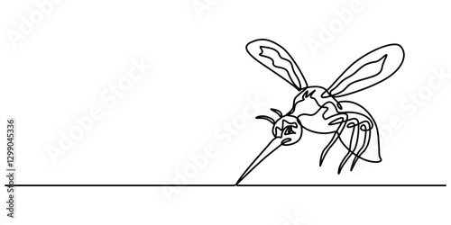 continuous line mosquito. mosquito drawn in one line. single line vector illustration, Mosquito one line continuous. Line art Mosquito isolated on transparent background. Hand drawn pro vector art.