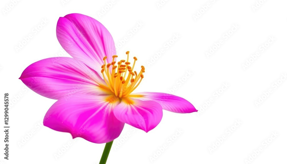 A single vibrant bloom, petals unfurled, isolated on pure white, spring, vibrant A single vibrant bloom, petals unfurled, isolated on pure white, spring, vibrant