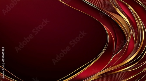 Elegant Abstract Background with Flowing Curves in Rich Red and Gold Tones for Creative Projects