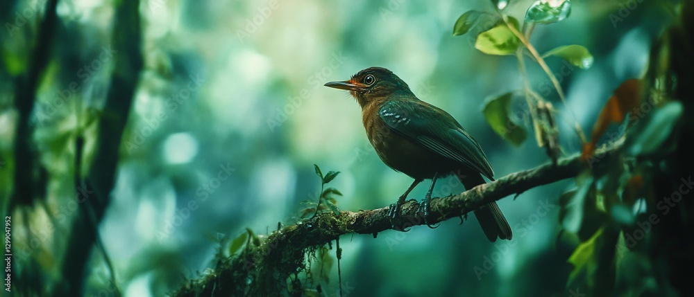 Fototapeta premium Exquisite Crescent-faced Antpitta - Detailed Image for Ornithology Enthusiasts