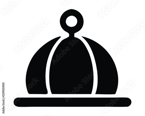 Cloche Food Cover Icon,Vector Silhouette for Restaurant