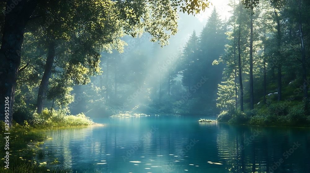 Obraz premium a river with trees and plants in the background