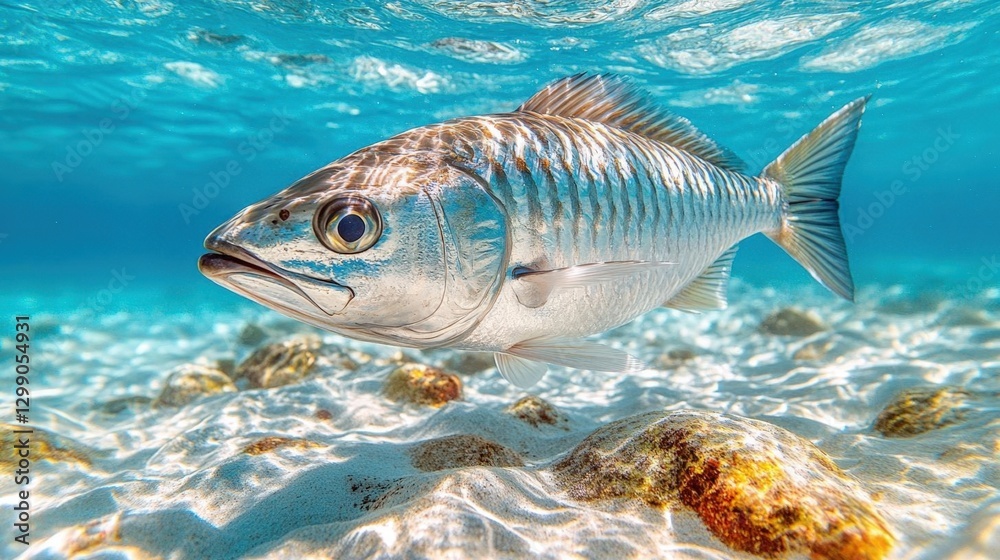 Fototapeta premium Underwater Spotted Fish In Clear Tropical Water