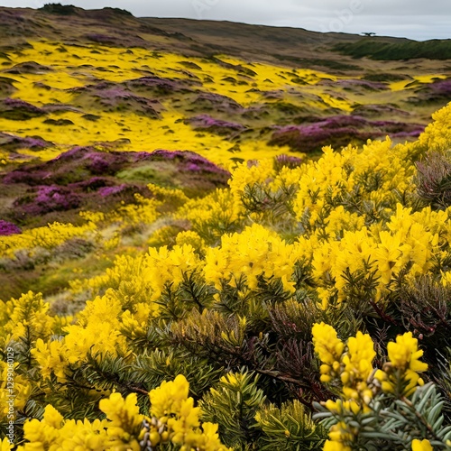 bright yellow blossoms of gorse bushes