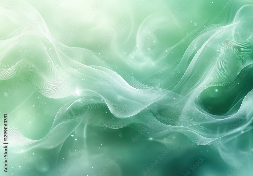 Fototapeta premium Soft Ethereal Waves of Green Tones with Gentle Motion and Subtle Light Effects for Abstract and Modern Backgrounds