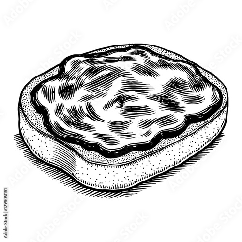 Detailed Toast with Chocolate Jam Black and White Outline Line Art Drawing Illustration