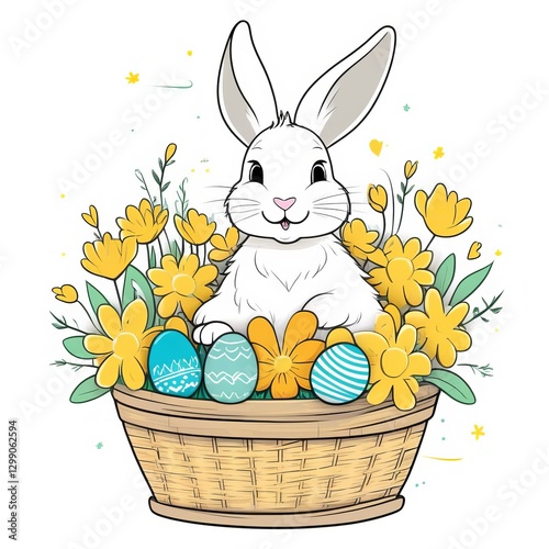 Cute fluffy rabbit. Easter holiday concept
