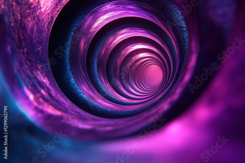 Abstract time traveling background with purple spiral or circular tunnel photo