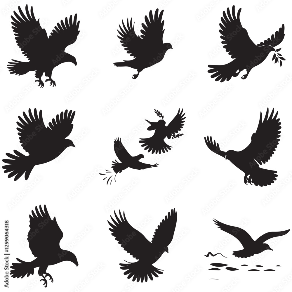 Fototapeta premium Sparrow Silhouette On A Branch On A Transparent Background Silhouette of a bird on branchBirds