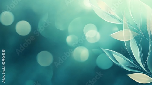 Abstract Teal Floral Bokeh Background: Serene Nature Inspired Design