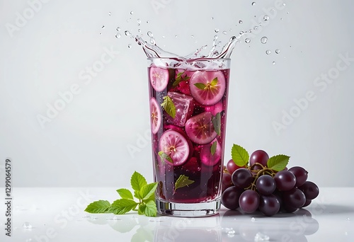 Obraz na płótnie A testy Refreshing grapes Cocktail Splash with Mint and Ice