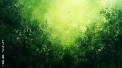 Abstract Green Forest Painting: A Lush Canopy of Emerald Hues