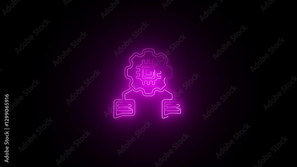 Glowing neon Natural Language Processing free icon isolated on black background. HD Video motion graphic animation Glowing neon Natural Language Processing free icon isolated on black background. HD Video motion graphic animation