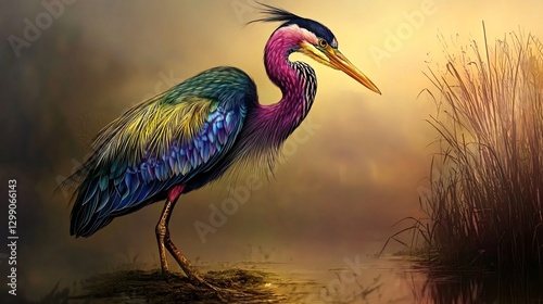 Majestic Purple Heron in its Natural Habitat - Exquisite Migratory Ardeid Bird Photography