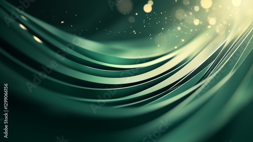 Emerald Green Abstract Waves: A Serene Digital Art