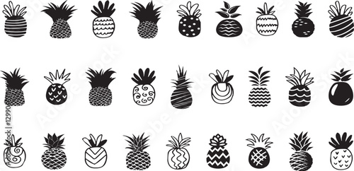 Pineapple silhouette ananas vector illustration