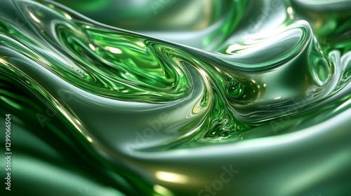 Abstract Green Liquid Flow: A Visually Stunning Display of Fluid Dynamics