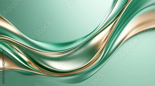 Abstract Green and Gold Liquid Wave