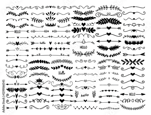 Vintage Flourish Border Collection. Decorative Hand-Drawn Elements for Enhancing Documents and Invitations. Ornamental Text Divider Set