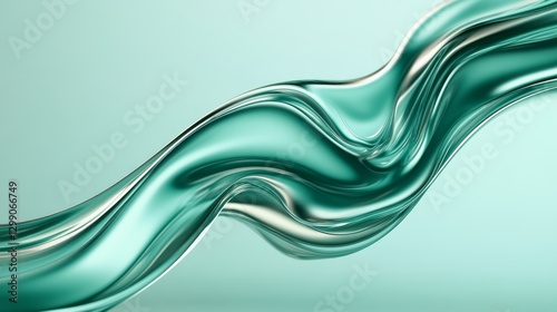 Abstract Teal Liquid Wave: A Serene Digital Art Piece