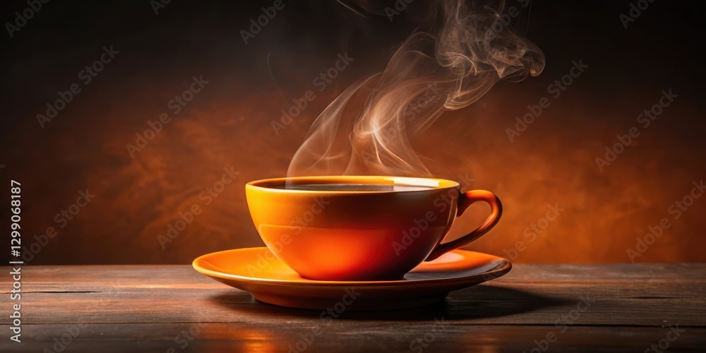 Aromatic Steam Rising from a Warm Cup of Coffee on Rustic Wood Aromatic Steam Rising from a Warm Cup of Coffee on Rustic Wood