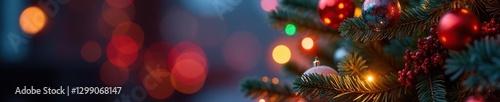 Soft colorful lights and festively decorated tree, , festive