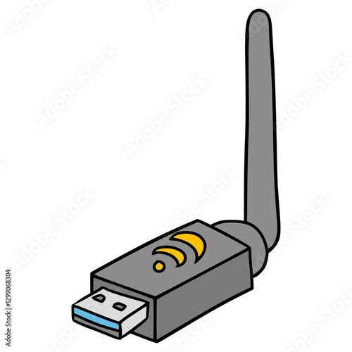 Wi-Fi adapter illustration hand drawn isolated vector