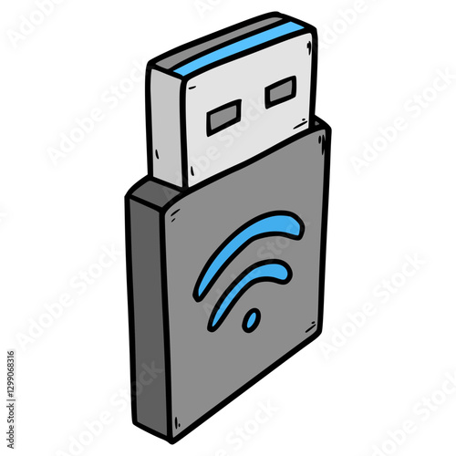 Wi-Fi adapter illustration hand drawn isolated vector