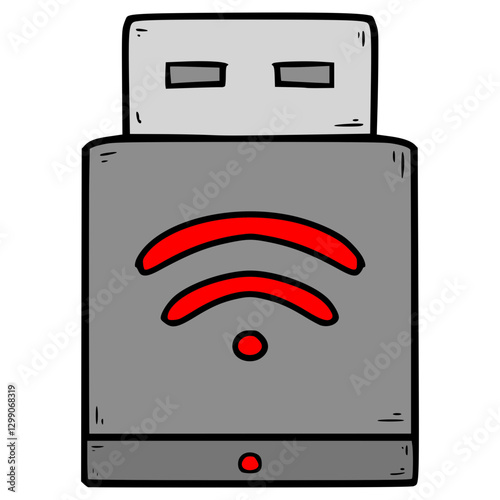 Wi-Fi adapter illustration hand drawn isolated vector