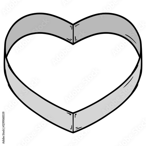love shaped cookie cutter illustration hand drawn isolated vector