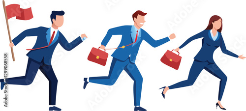 Race to Success Businesspeople Competing for the Lead
