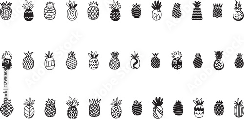 Pineapple silhouette ananas vector illustration